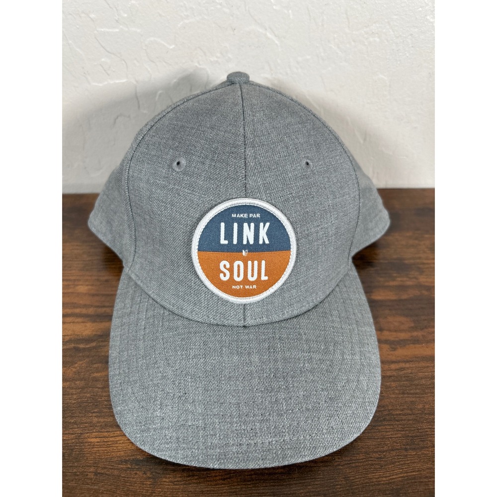 Linksoul Mens Heather Grey Make Par Not War Patch Wool Blend Snapback Golf Hat